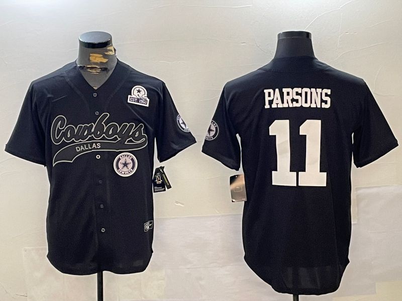 Men Dallas Cowboys #11 Parsons Black Joint Name 2024 Nike Limited NFL Jersey style 6